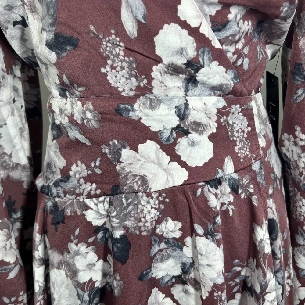 NWT Lulu's Lunette Dusty Purple Floral Midi Dress Size Small Coquette Romantic